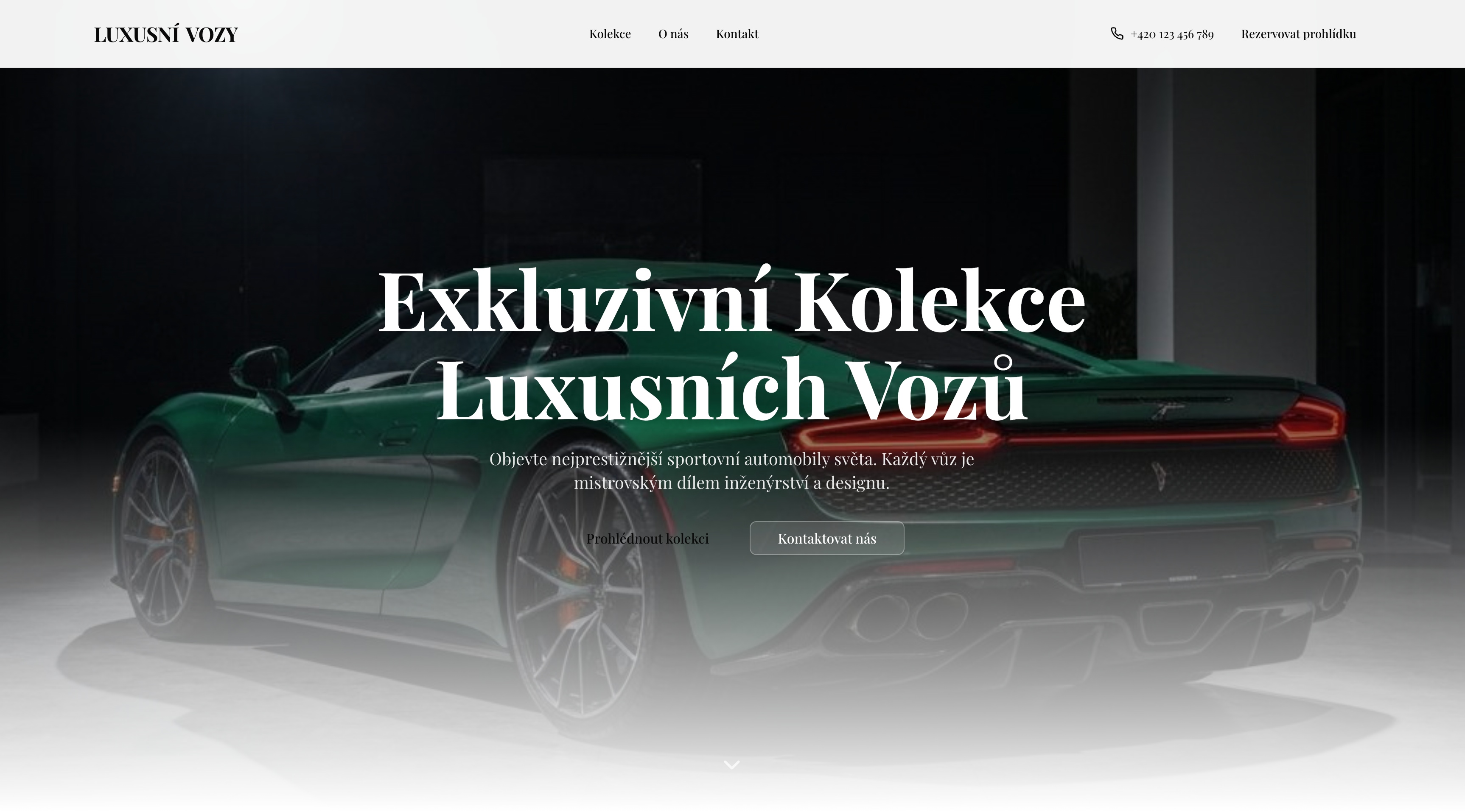 Luxury Car Showroom - prémiový web pro prodej luxusních vozů s moderním designem